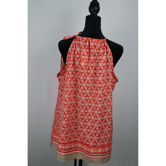 New York & Co peach& beige Sleeveless Top with adjustable tie Neckline Size‎ XL - Picture 2 of 13
